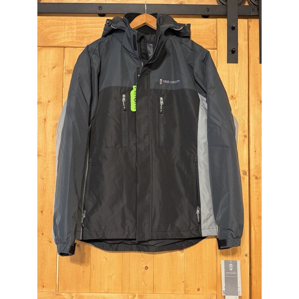Free Country Men’s  Water Resistant Mid weight Ski Jacket Black/Gray (Size S)